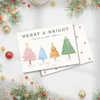 Watercolor Christmas Tree Family of 4 Non Photo Holiday Card