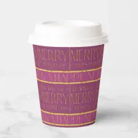 Magenta Gold Christmas Pattern#35b ID1009 Paper Cups