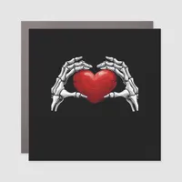 Skeleton Hands Holding A Red Heart Warm Highlight Car Magnet