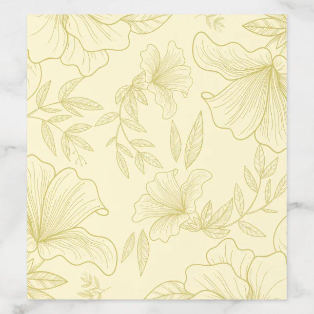 Elegant Minimalist Monotone Floral Wedding Envelope Liner