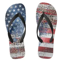 *~* Distressed Glitter USA Flag AP27 Grunge  Flip Flops