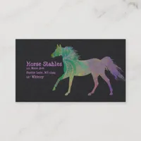 Artful Horse in Purple on Black Background Business Card