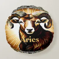 Aries sign of the zodiac round pillow