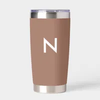 Minimalist Modern Brown Monogrammed Insulated Tumbler