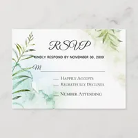 *~* Botanical Greenery  Elegant Wedding RSVP Enclosure Card