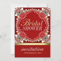 Red Bohemian Batik Bridal Shower Party Invitations