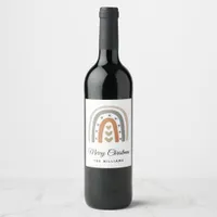 Christmas rainbow brown beige gray white modern wine label