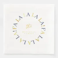 Blue Gold Christmas Fa La La ID1009 Paper Dinner Napkins