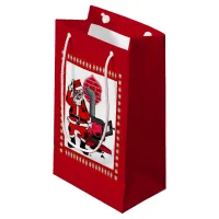 Vintage Santa and a Coal Stove Burner Sm Gift Bag