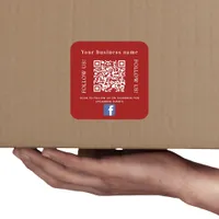 Business name red qr code Facebook Square Sticker