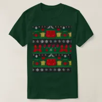 Futuristic Festive: Ugly Red Snowflake Pattern T-Shirt