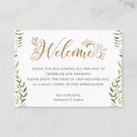 Gold Greenery Wedding Welcome Gift Bag Place Card