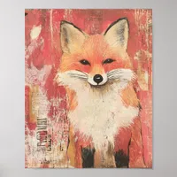 Cute Red Fox Mixed Media Poster