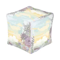 *~* 2 Pastel Floral Pattern Ethereal  Flowers Pouf