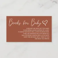 Cute Terracotta Gender Neutral Books Request Enclosure Card