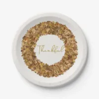 Elegant Rustic Thanksgiving Wreath Autumn Leaves Paper Plates