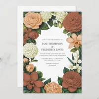 Peach, Terracotta & Cream Floral Wedding Invitation