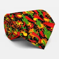 Spicy Hot Chilli Peppers and Flames Neck Tie