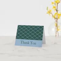 Green & Blue Art Deco Line Art Diamonds Thank You Card