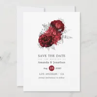 Red and Silver Vintage Rose Wedding Save The Date