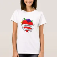 Couple's Romantic Heart Tattoo Style Art  T-Shirt