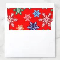 Colorful Snowflakes On Red Christmas Holidays  Envelope Liner