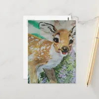 The Retro Baby Deer  Collage Postcard