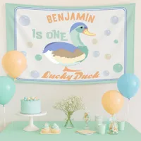 One Lucky Duck &  Bubbles First Birthday Pastel  Banner