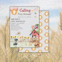 Cute Farm Animals Barnyard Ranch Birthday Party Invitation