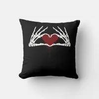 To Death Skeleton Heart Hands Style Throw Pillow