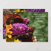 Garden Zinnia Flowers Bridal Shower Invitation