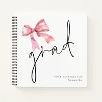 Pink Bow Grad Script Graduate Guest Book