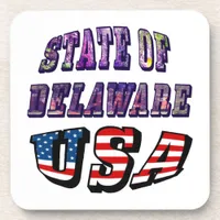 State of Delaware USA Photo & Flag Text Beverage Coaster