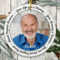 Modern Remembrance Memorial Personalized 2 Photo Ceramic Ornament