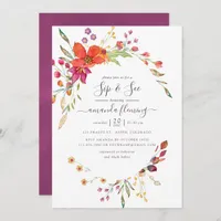 Watercolor Aquarelle Wild Flower Sip and See Invitation