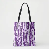 Purple Marble Fluid Art Cells or Stripes  Tote Bag