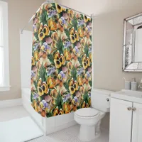 Graceful Elegant Gorgeous Vintage Pattern Pansies Shower Curtain