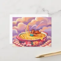 Surreal Lady Swimming in a casserole dish  Postcard