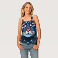 Mystic Neon Mandala Cat – Psychedelic Feline Tank Top
