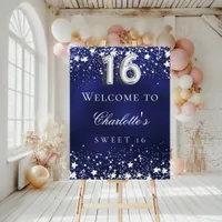 Sweet 16 blue silver stars welcome party foam board