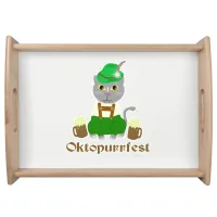 Oktoberfest Funny Cat Cartoon Fun Illustration Serving Tray