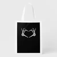 Skeleton Hand Heart Halloween Design Aesthetic Grocery Bag