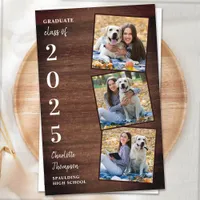Budget Rustic Photo Collage Graduation Invitations