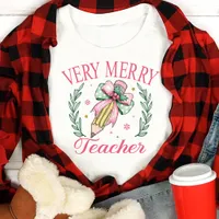 Very Merry Teacher Coquette Christmas  Tri-Blend Shirt