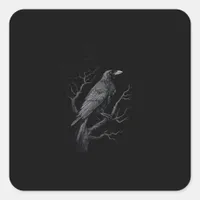 Crow, F-Caw-F Funny Bird Moon Gothic Adult Humor T Square Sticker