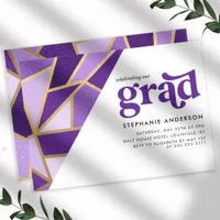 Purple and Gold Geometric Graduation Party Invitation