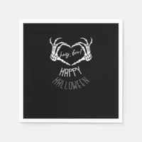 Hey, Boo! Happy Halloween Skeleton Hand Heart Clas Napkins