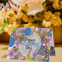 Cute Colorful Doodle Flowers Mother's Day Card