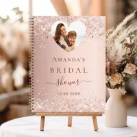 Guest book bridal shower photo heart rose gold