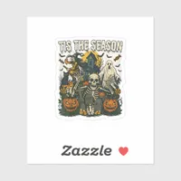 Vintage Tis Season Halloween Skeleton Retro Sticker
